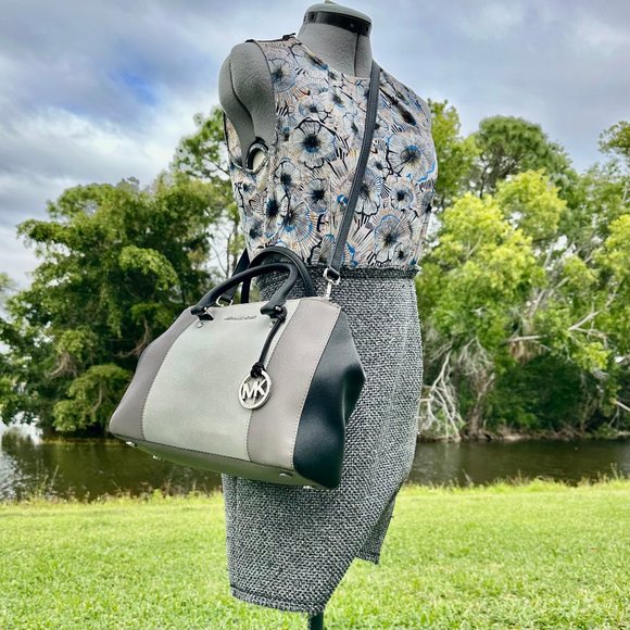 MICHAEL Michael Kors Sutton Stripe Convertible Medium Saffiano Leather Satchel - Picture 5 of 16